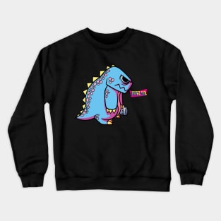 Cute godzilla needs to fuel-up with coffee Crewneck Sweatshirt